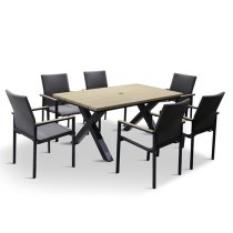 Vega 6 Seater Dining Set With Stacking Chairs And 3m Parasol