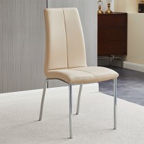 Opal Taupe Faux Leather Dining Chair With Chrome Legs In Pair