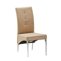 Vesta Studded Taupe Faux Leather Dining Chairs In Pair