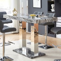 Caprice High Gloss Bar Table Large In Melange Marble Effect