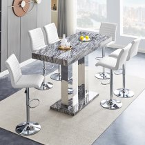 Caprice Large Melange Effect Bar Table 6 Ripple White Stools