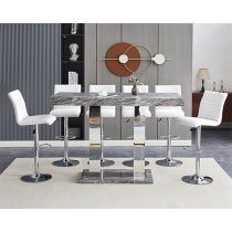 Caprice Large Melange Effect Bar Table 6 Ripple White Stools