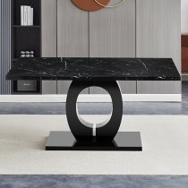 Halo High Gloss Dining Table In Milano Marble Effect