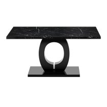 Halo High Gloss Dining Table In Milano Marble Effect