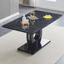 Halo Milano Effect Gloss Dining Table 6 Vesta Black Chairs