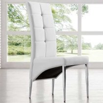 Halo Milano Effect Gloss Dining Table 6 Vesta White Chairs