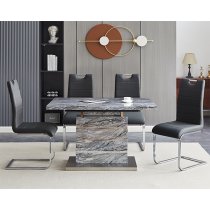 Parini Small Extending Melange Dining Table 4 Petra Black Chairs