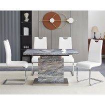 Parini Small Extending Melange Dining Table 4 Petra White Chairs