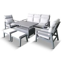 Benoit Aluminium Lounge Dining Set With Adjustable Table