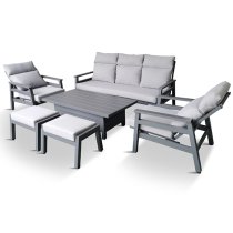 Benoit Aluminium Lounge Dining Set With Adjustable Table