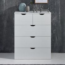 Beile Wooden Chest Of 5 Drawers In White