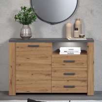 Fero Sideboard With 1 Door 3 Drawers In Artisan Oak With LED