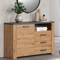 Fero Sideboard With 1 Door 3 Drawers In Artisan Oak With LED