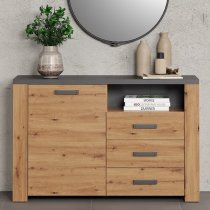 Fero Sideboard With 1 Door 3 Drawers In Artisan Oak With LED