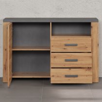 Fero Sideboard With 1 Door 3 Drawers In Artisan Oak With LED