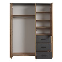 Fero Wooden Wardrobe With 3 Doors In Artisan Oak And Matera