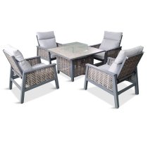 Silas Aluminium Relaxer Set With Gas Firepit Table