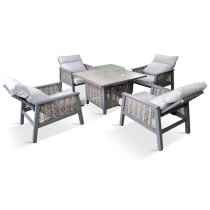 Silas Aluminium Relaxer Set With Gas Firepit Table