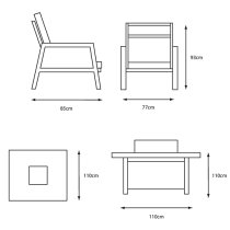 Silas Aluminium Relaxer Set With Gas Firepit Table