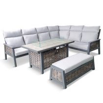 Silas Aluminium Modular Dining Set With Gas Firepit Table