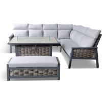 Silas Aluminium Modular Dining Set With Gas Firepit Table