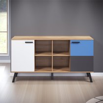 Maili Wooden Sideboard 2 Doors In Beech And Multicolour