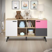 Maili Wooden Sideboard 2 Doors In Beech And Multicolour