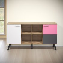 Maili Wooden Sideboard 2 Doors In Beech And Multicolour