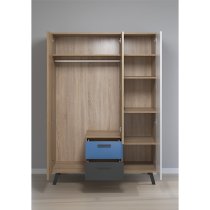 Maili Wooden Wardrobe 3 Doors In Beech And Multicolour