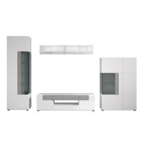 Tavia High Gloss Living Room Furniture Set In White With LED