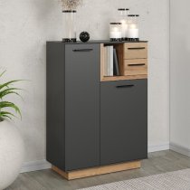 Selia Wooden Hallway Storage Cabinet In Anthracite And Evoke Oak