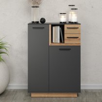 Selia Wooden Hallway Storage Cabinet In Anthracite And Evoke Oak