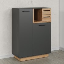 Selia Wooden Hallway Storage Cabinet In Anthracite And Evoke Oak