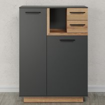 Selia Wooden Hallway Storage Cabinet In Anthracite And Evoke Oak