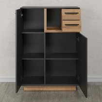 Selia Wooden Hallway Storage Cabinet In Anthracite And Evoke Oak