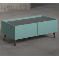 Mavis Wooden Coffee Table With 4 Flap Doors In Dusk Blue