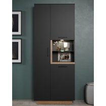 Selia Display Cabinet Tall In Anthracite And Evoke Oak With LED