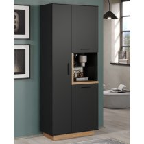 Selia Display Cabinet Tall In Anthracite And Evoke Oak With LED