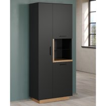 Selia Display Cabinet Tall In Anthracite And Evoke Oak With LED