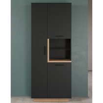 Selia Display Cabinet Tall In Anthracite And Evoke Oak With LED