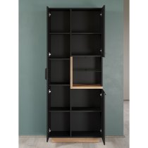 Selia Display Cabinet Tall In Anthracite And Evoke Oak With LED