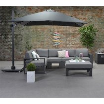 Hugo Cantilever Parasol In Dark Grey With Granite Base