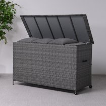 Yael Large Aluminium Cushion Box In Earl Grey Rattan