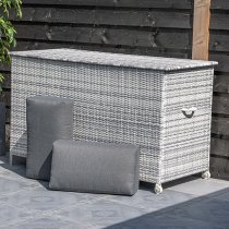 Yael Large Aluminium Cushion Box In Cloudy Grey Rattan