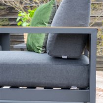 Cora Fabric 3 Seater Sofa In Dark Grey With Charcoal Frame