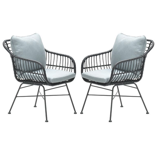 Macy Aluminum Frame Mint Grey Fabric Dining Chairs In Pair