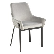 Riva Grey Velvet Dining Chairs With Matt Black Legs In Pair