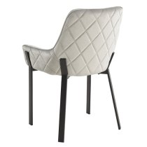 Riva Grey Velvet Dining Chairs With Matt Black Legs In Pair