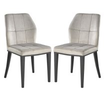 Romano Grey Velvet Dining Chairs With Matt Black Legs In Pair