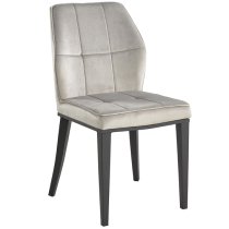 Romano Grey Velvet Dining Chairs With Matt Black Legs In Pair